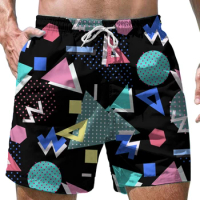 Geometric Graphics 3d Digital Printing Shorts Summer Loose Cool Quick Dry Beach Shorts Outdoor Shopping Fashion Casual Shorts