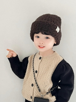 韓系兒童毛線帽秋冬款復古休閑套頭帽男女寶寶保暖加厚針織帽子潮