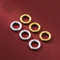 1pc/lot 999 Pure Silver Cameo Round Circle Charms 19mm Plated 18k Gold Close Ring Connector Pendants DIY Jewelry Silver Findings