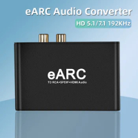 HDMI eARC ARC Audio Extractor 192Khz Converter eARC to RCA Audio Extractor Adapter For DTS Dolby Atoms AC3 LPCM Fiber