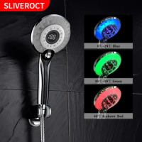 Led Shower Head Bathroom Digital Temperature Control 3 Spraying Mode Shower High Pressure Water Saving Showerhead Accessories
