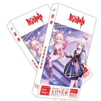 520pcs/Set Genshin Impact Postcard Games Anime Characters Postcards Cosplay Accessories Blessing Greeting Cards Stickers Gifts