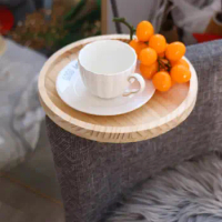 1 pcs Round Creative Practical Side Tables Household Sofa Armrest Tray Wooden Mini Tables Folding Legs Side Tables