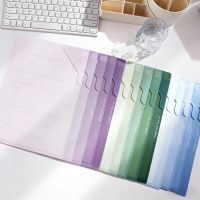 Gradient Color Series L-Shaped Large Opening File Storage Folder A4 Baffle Folder Student Stationery