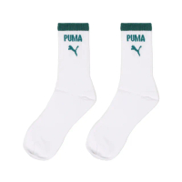 【PUMA】長襪 Fashion 白 綠 中筒襪 休閒襪 襪子 單雙入(BB1445-05)