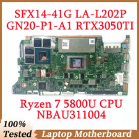 For Acer SFX14-41G LA-L202P With Ryzen 7 5800U CPU Mainboard NBAU311004 Laptop Motherboard GN20-P1-A1 RTX3050TI 100% Tested Good