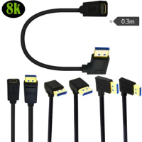 8K1.4V up to 8K/60Hz, 4K/144Hz Supported,DP to Mini DP Male to Female 90 Degree Up &amp; Down &amp; Left &amp; Right Angled Extension Cable