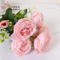 仿真牡丹花束假花家居客廳裝飾絹花餐桌小把束玫瑰婚慶花瓶插花