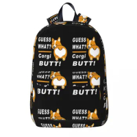 Guess What Corgi Butt! Backpacks Student Book bag Shoulder Bag Laptop Rucksack Casual Travel Rucksack Children School Bag