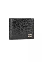 Gucci Men's Leather Bifold Wallet With Interlock GG Logo Black 610464