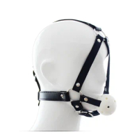 PU Leather Bondage Gear Mouth Gag with Mask Female Slave Trainer Ball Gags Erotic Adult Game Sex Toys For Couples