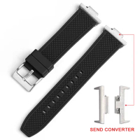Viton Watch Band silver buckle Strap For Tissot PRX Super Player Watch Band Convex 12MM Converts 22MM Strap Accessories Replace