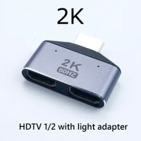 1to2 HDMI-compatible1 Male to 2 Female Splitter Cable Adapter Converter 60Hz/8Gbps 2K Computer Output Adapt