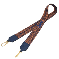 LOEWE 典雅電繡LOGO雙色織帶寬版替換肩背帶(深藍/橘 98cm)