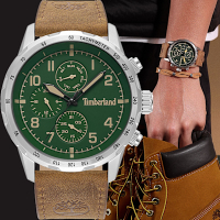 Timberland天柏嵐 CAMPTON系列 三眼多功能手錶 618送禮推薦-綠 TDWGF0055402