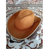 TOPI KOBOY DEWASA FEDORA COWBOY bludru import laken tali sabuk ukuran L besar 58 cm dengan tali dagu