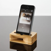 Wooden Desktop phone stand with loudspeaker Desk mobile phone Holder with audio amplifier Bracket rack with megaphone