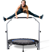 Foldable Mini Trampoline Max Load 330lbs/440lbs, Fitness Rebounder with Adjustable Foam Handle, Exercise Trampoline