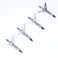 3/6/12pcs Hunting Broadheads strong double removab Arrowheads Blue Tip Steel For Bow And Crossbow Arrow Head Stainless Steel