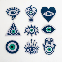 2025 Devil's Eye Embroidery Patch New Cross-Border Embroidery Applique Heart Embroidery Patch