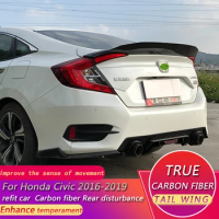 For Honda Civic Modified FC1 True Carbon Fiber Rear Spoiler True Carbon Fiber Car Rear Fin ABS
