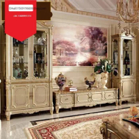 European luxury champagne TV cabinet villa living room single and double door wine cabinet combination tv console furniture