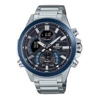 【CASIO 卡西歐】EDIFICE 藍牙連線 雙顯男錶 不鏽鋼錶帶 防水100米 ECB-30D(ECB-30DB-1A)
