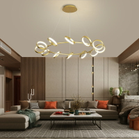 北歐新款餐廳吊燈現代簡約家用大氣創意圓環形時尚客廳燈臥室燈具