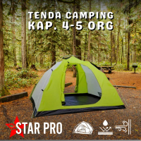 Tenda camping kemping gunung keluarga dome 5 orang 2 pintu bahan polyester ripstop elite lwy outdoor