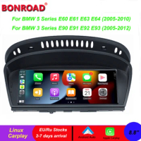 Bonroad Wireless Apple CarPlay Android Auto Car Monitor For BMW 5/3 Series E60/E61/E62/E63 E90/E91/E92/E93 CCC/CIC Head Unit