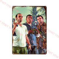 Video Game GTA 5 Grand Theft Auto Metal Tin Sign Art Game PosterDecor Picture Quality Home Decor Poster Living Room Wall Decor