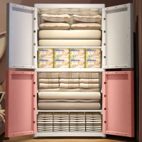 ECHOME Storage Cabinet Large Capacity Cute Cartoon Design Organizer Durable Safe Plastic Material Household Bedroom Wardrobe