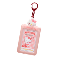asdfkitty*KITTY珠光 票卡套附鑰匙圈 證件套 悠遊卡套 隨身相框-可放拍立得照片-日本正版