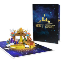 Merry Christmas Cards Birth of Jesus Cards Gift Pop-Up Cards Christmas Decoration Stickers New Year Greeting Cards