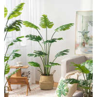 Simulasi Tumbuhan, Gaya Instagram Nordic, Tumbuhan Hijau Bionik, Hiasan Palsu, Monstera Deliciosa, P