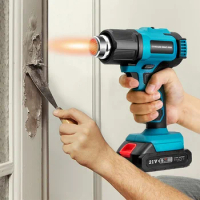 Rechargeable Heat Gun Welding Heaters (without Batteries) Makita Compatible 3 Nozzles 1 Set Temperature Up To 500°C