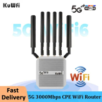 KuWFi 3000Mbps 5G Router with SIM Card Slot Dual Band 5GHz 2.4G CPE WiFi Router Long Range Extender Outside Wifi Access Point