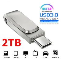 2TB ใหม่ OTG Flash Drive 1TB ความเร็วสูง USB3.0 Pendrive สำหรับ PC ศัพท์มือถือ USB ไดรฟ์ปากกาโลหะ USB Stick สำหรับศัพท์คอมพิวเตอร์