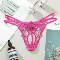 WANITA CELANA DALAM TRANSPARAN LACE BORDIR CD MUTIARA G STRING C2271 FREE ONGKIR AMAN Fuchsia All Si