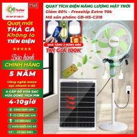 Quạt Tích Điện Năng Lượng Mặt Trời C218, Mẫu Mới 2025, Vừa Dùng Vừa Sạc Chạy 24/24h, Tặng 2 Bóng Đèn