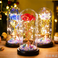 玫瑰花永生花玻璃罩情人節生日禮物送女生女友老婆禮物花束成品