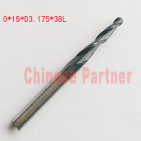 1pc R1.0*15*D3.175*38L 1/8"shank HRC55 solid carbide Tapered Ball Nose End Mills milling cutter wood Engraving tools