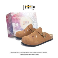 Jifffly勃肯拖男2025新款厚底休閒包頭拖鞋情侶復古外穿半拖鞋子