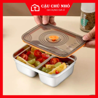 Hộp đựng thực phẩm 2 ngăn inox 304, hộp cơm inox 2 ngăn có nắp, hộp đựng cơm chia ngăn CẬU CHỦ NHỎ