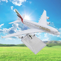 Model pesawat aloi 16 cm, model pesawat simulasi Emirates A380 800, hiasan penumpang N0S1
