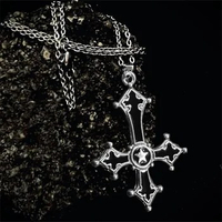 Red Bloody Inverted Cross Pendant Necklace Vintage Gothic Black Enamel Cross Jewelry