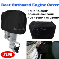 Black 15-250HP Oxford Waterproof Yacht Half Outboard Motor Engine Boat Cover Anti UV Dustproof Cover Marine Engine Protector