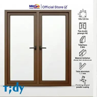 Jendela Double Perangin Aluminium 100x120cm Coklat W2 - Tidy [INCLUDE PACKING KAYU] -