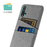 Huawei Nova 5T Matte Case, Luxury Fabric Dual Card Phone Cover, Honor 20, Nova5t