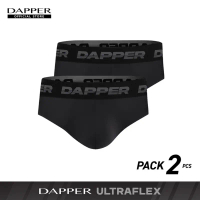 DAPPER แพ็ค 2 ชิ้น กางเกงชั้นในชาย Dapper Ultraflex ทรง Briefs สีดำ (UB1/BK/015E) COD